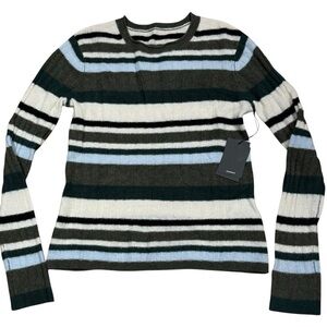 Naadam Sz S Sweater Striped Cashmere Ribbed Pullover Classic Minimalist Preppy